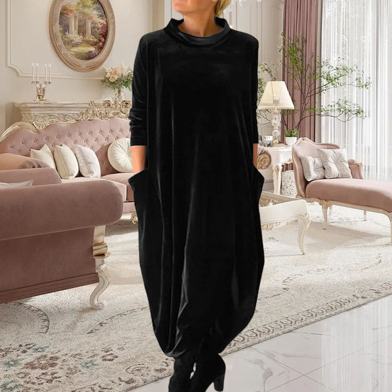 Elegancka elegancka aksamitna długa sukienka