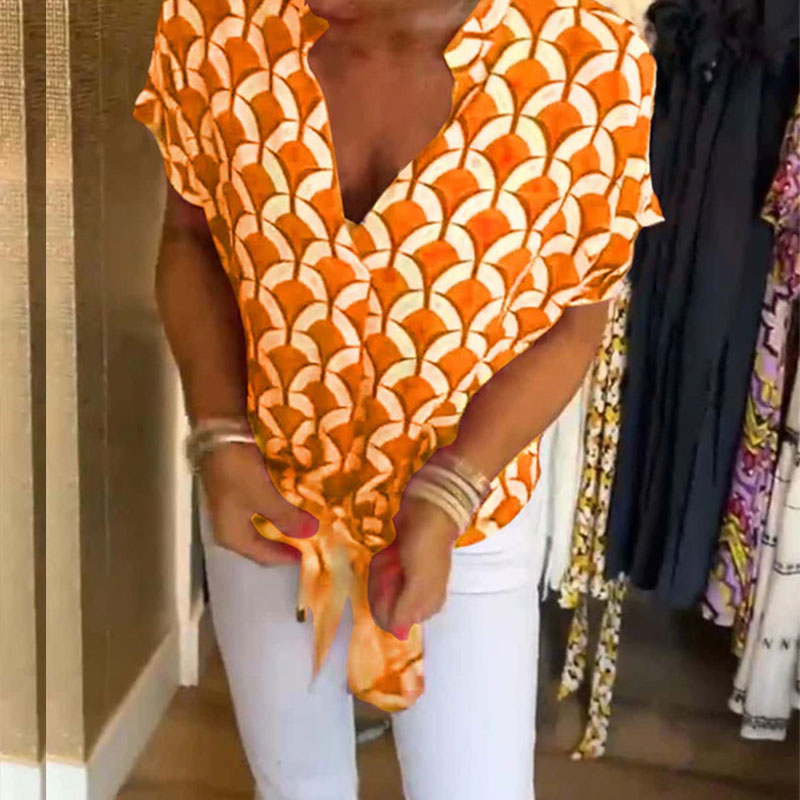 💖Casualowy top z krótkim rękawem i dekoltem V