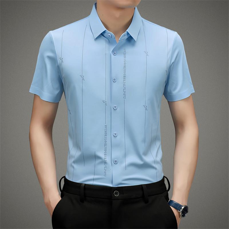 ❄️Męska koszula z jedwabiu lodowego o wysokiej elastyczności i odporności na zagniecenia