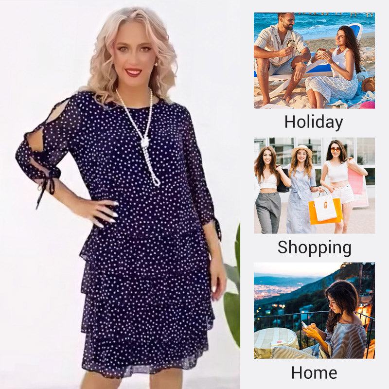 Damska sukienka warstwowa o swobodnym kroju z nadrukiem