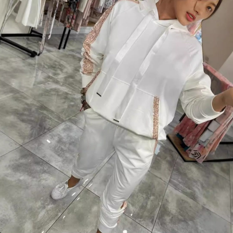 🌷Nowości na jesień✨Damski komplet top i spodnie ze sznurkiem, 2 sztuki