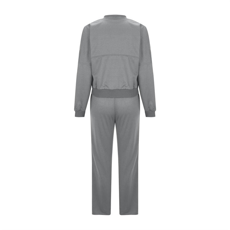 Damskie spodnie dresowe z długim rękawem i zamkiem błyskawicznym, ściągane sznurkiem, dwuczęściowe zestawy