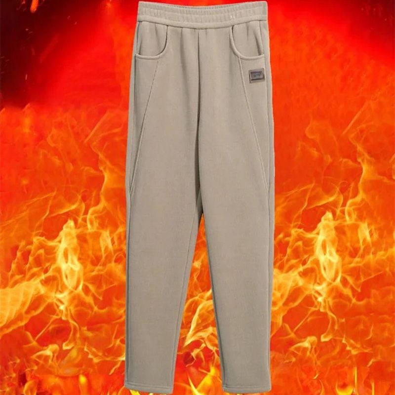 Ciepłe spodnie z wysokim stanem i wełnianą podszewką