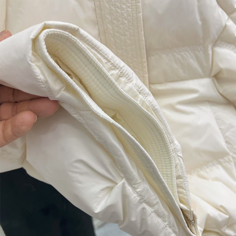 Damska dzianinowa kurtka z patchworkowym puchem kaczym, bez rękawów