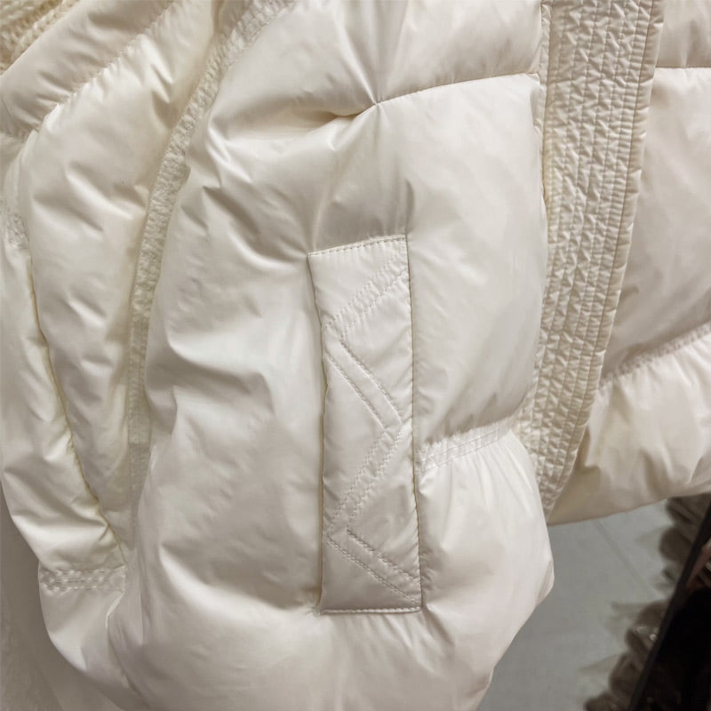 Damska dzianinowa kurtka z patchworkowym puchem kaczym, bez rękawów