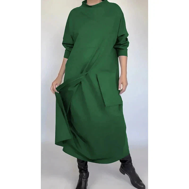 Nieregularna luźna casualowa patchworkowa sukienka maxi