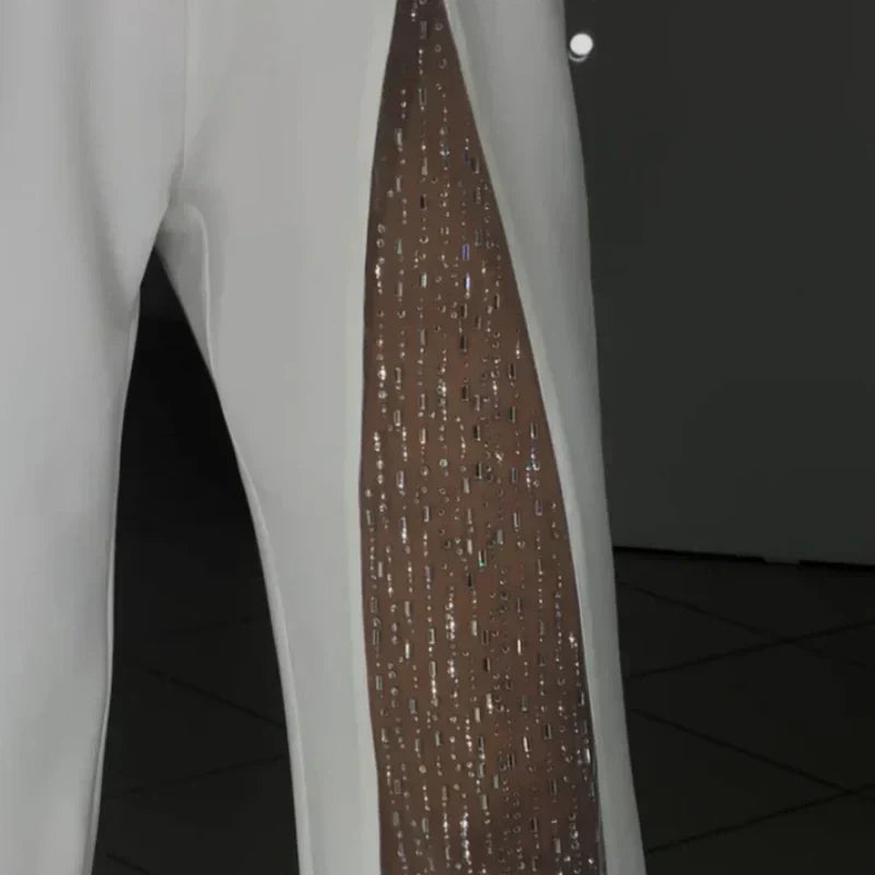 Damskie rozszerzane kombinezony na jedno ramię z błyszczącej siateczki💥ograniczony czas