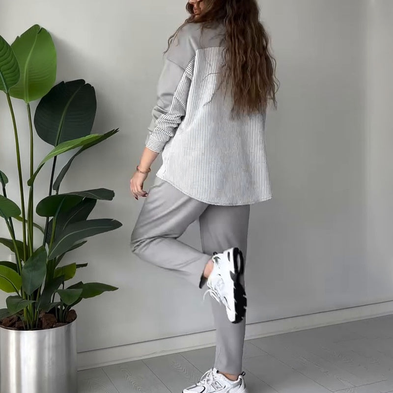 Dwuczęściowy garnitur casual dla kobiet z blokami kolorów