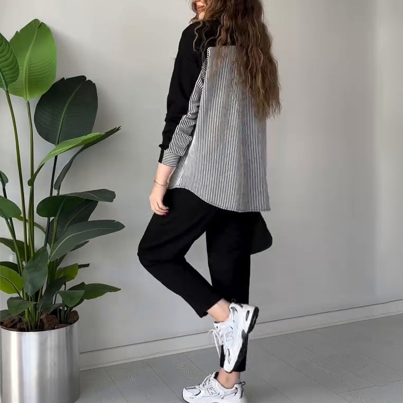 Dwuczęściowy garnitur casual dla kobiet z blokami kolorów