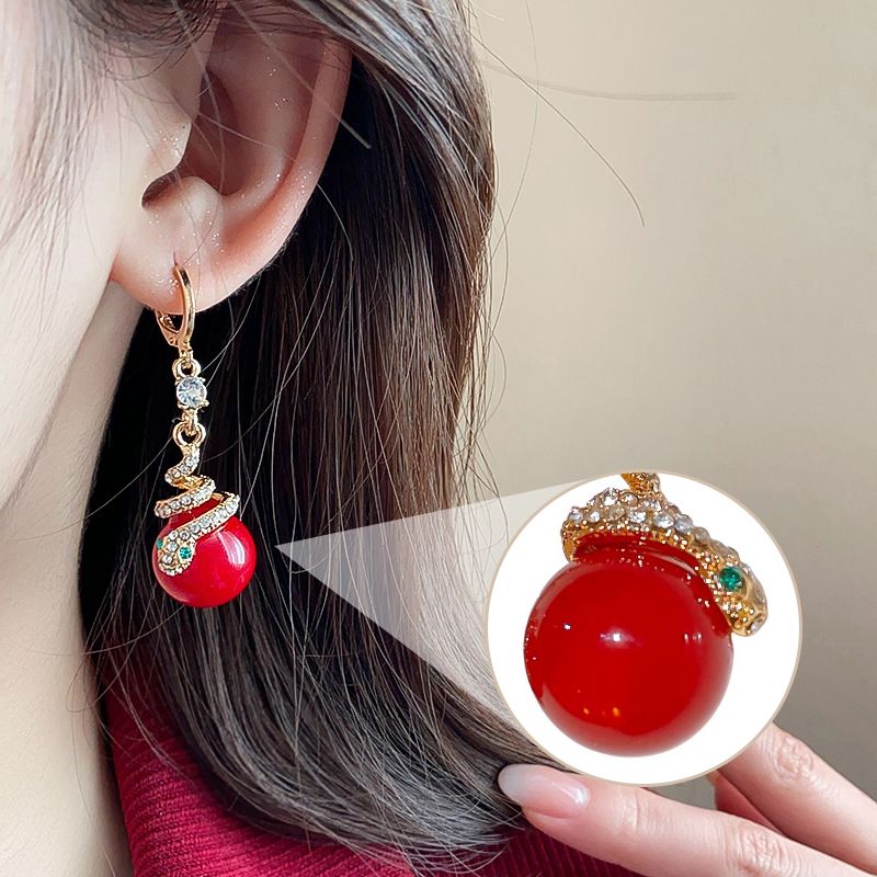 🐍Specjalna oferta noworoczna🎀 Kolczyki z pozłacanej perły w kształcie węża