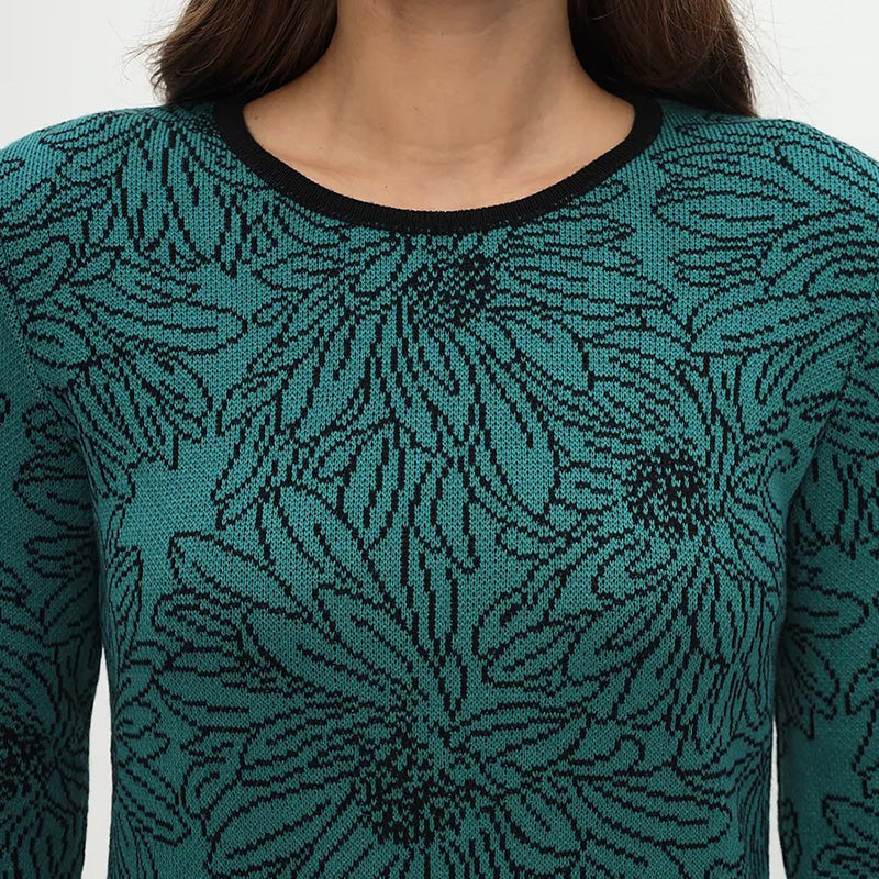 💃2025 Nowość w przedsprzedaży✨Nadrukowana prosta sukienka z długim rękawem i dekoltem w serek