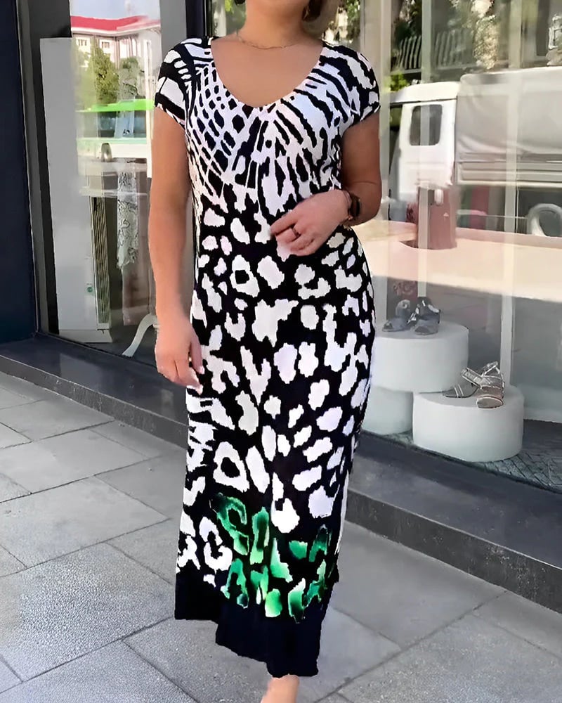 Sukienka z krótkim rękawem i nadrukiem na co dzień