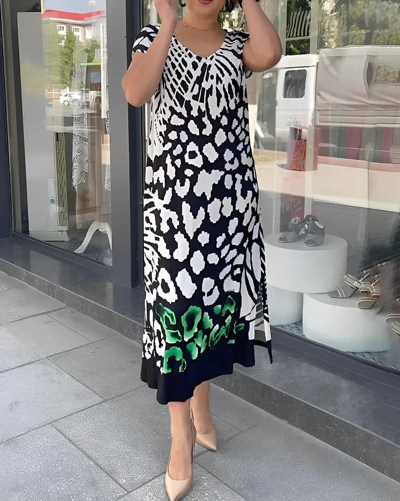 Sukienka z krótkim rękawem i nadrukiem na co dzień