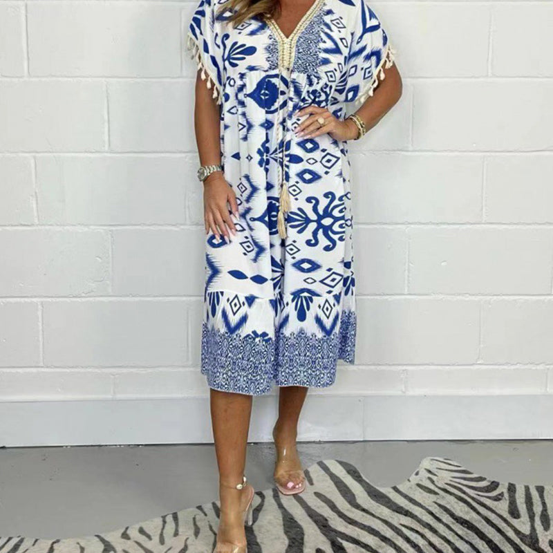 【S-4XL】💃Długa sukienka z frędzlami