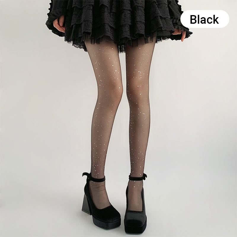💐 Modne, seksowne damskie pończochy z brokatem i cekinami