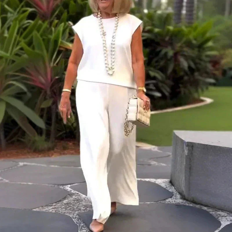 💖Bawełniany lniany top damski bez rękawów i spodnie