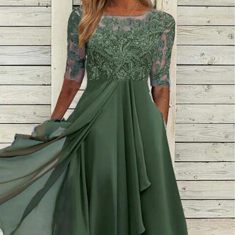 💖 Edycja limitowana 💖 Elegancka haftowana koktajlowa sukienka zwiewna