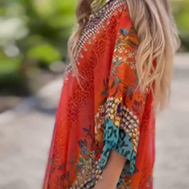 [S-5XL]🥰Czeska luźna asymetryczna sukienka z dekoltem V