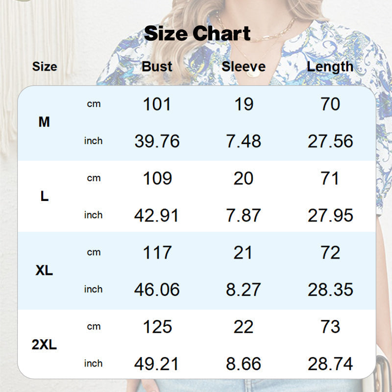 【M-2XL】🌸Damski letni top z nadrukiem i dekoltem w serek