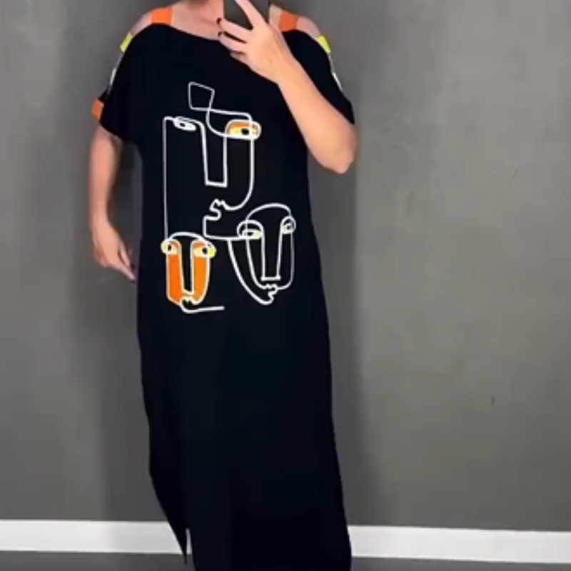 🍂Modna damska sukienka z krótkim rękawem z nadrukiem