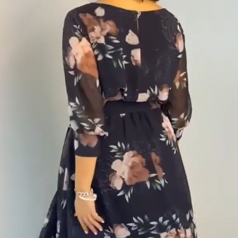 【S-4XL】🌺 Kwiecista sukienka z okrągłym dekoltem i paskiem