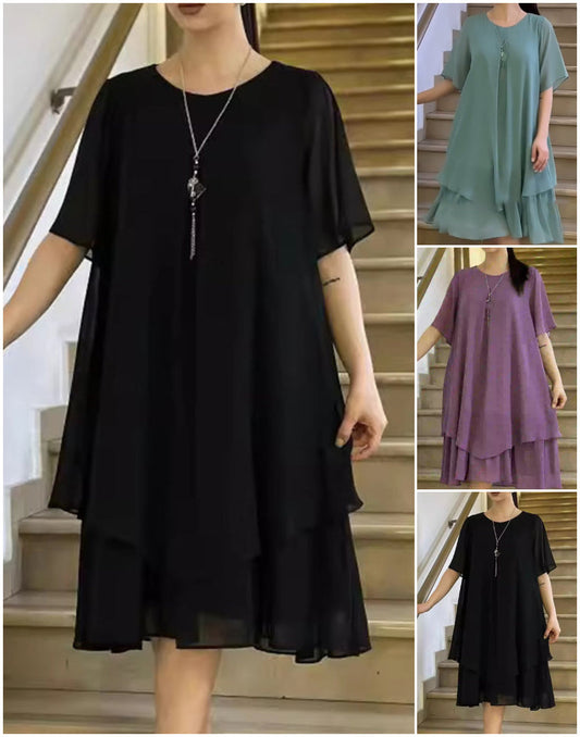 🔥👗 Luźna damska sukienka w jednolitym kolorze
