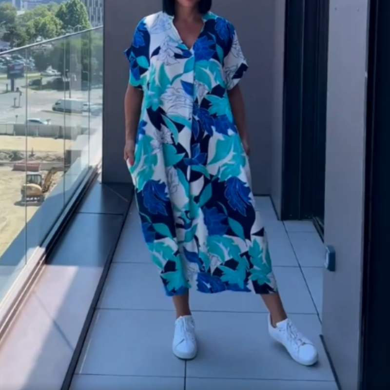 🌿Elegancka sukienka damska z nadrukiem w kształcie litery V