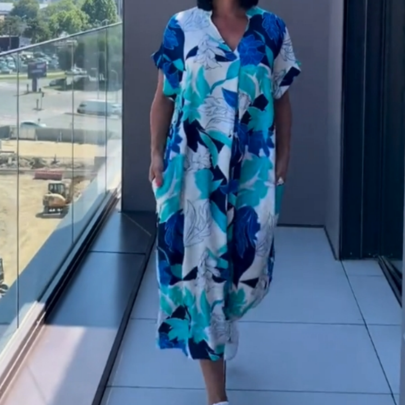 🌿Elegancka sukienka damska z nadrukiem w kształcie litery V