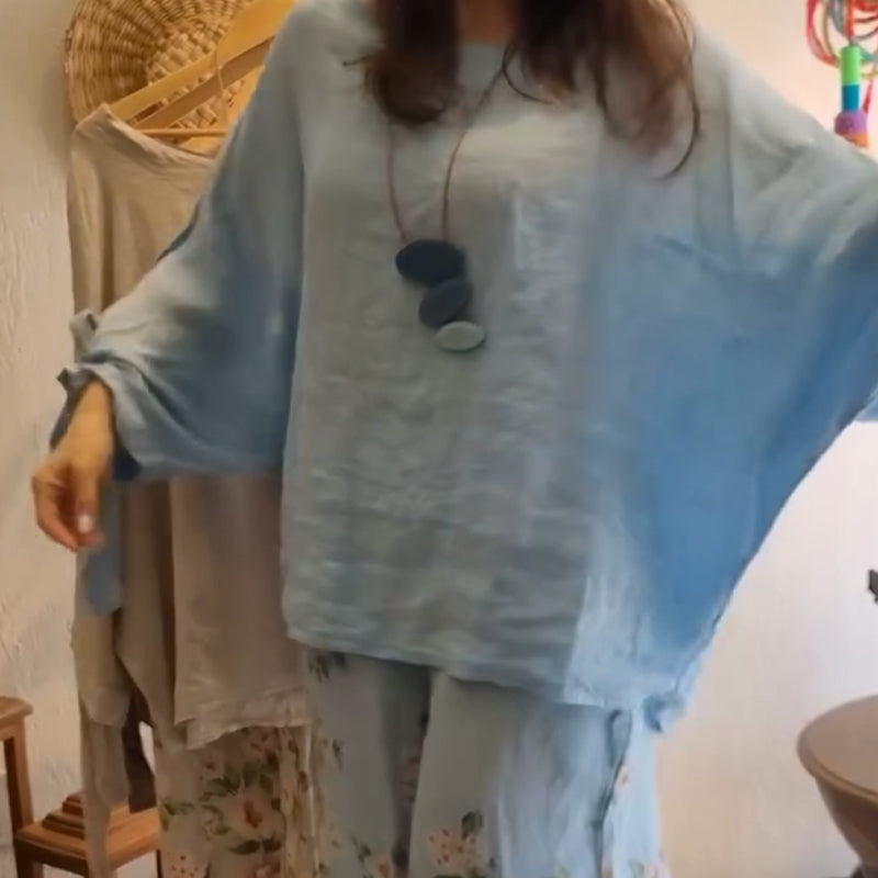 ⏳ Ograniczony czas 45% zniżki! 💥Damska bluzka o luźnym kroju i szerokie spodnie z kwiatowym nadrukiem