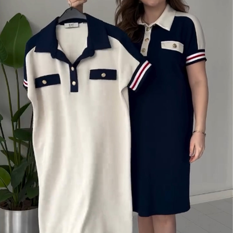 😍Nowoczesne sukienki damskie z krótkimi rękawami na klapie