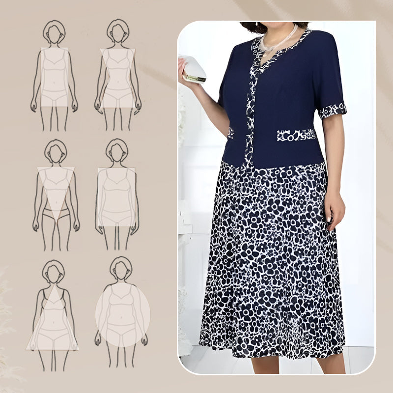 Damska elegancka imitacyjna dwuczęściowa sukienka z kwiatowym wzorem