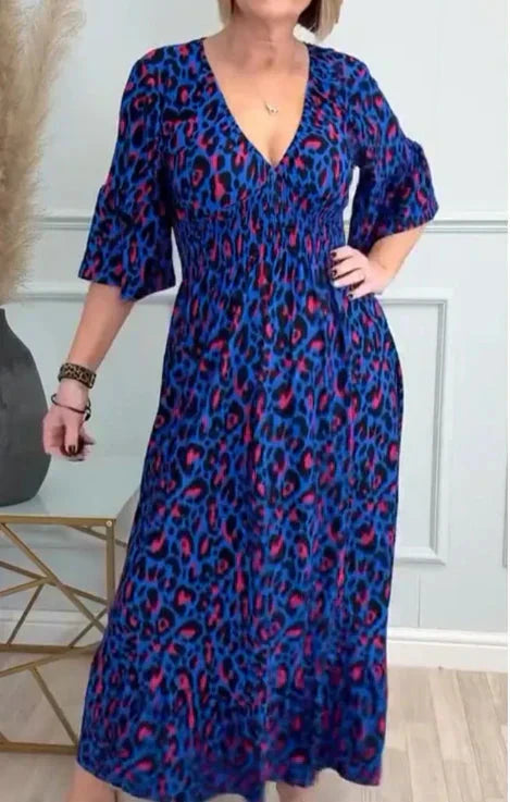 💥🔥Plisowana sukienka z wzorem w panterkę