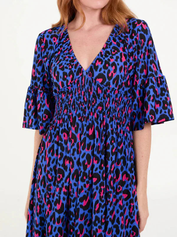 💥🔥Plisowana sukienka z wzorem w panterkę