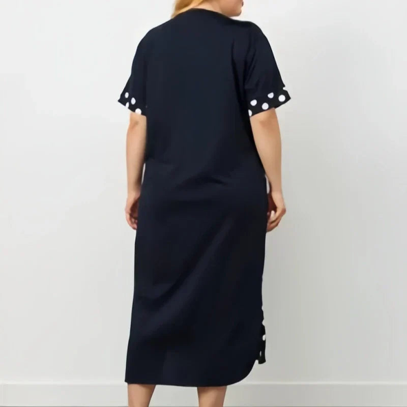 Letnie luźne sukienki damskie z krótkim rękawem i nadrukiem w kształcie litery A