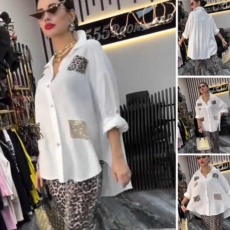 👗 Zestaw z nadrukiem w panterkę | 2-częściowy strój codzienny | Bawełna elastyczna