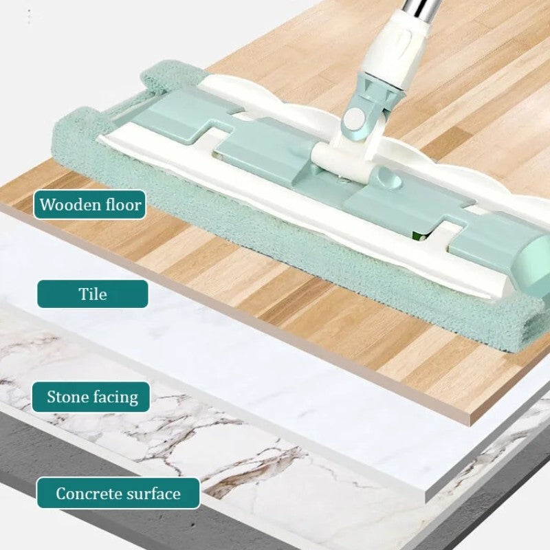 Duży płaski mop z prętem ze stali nierdzewnej