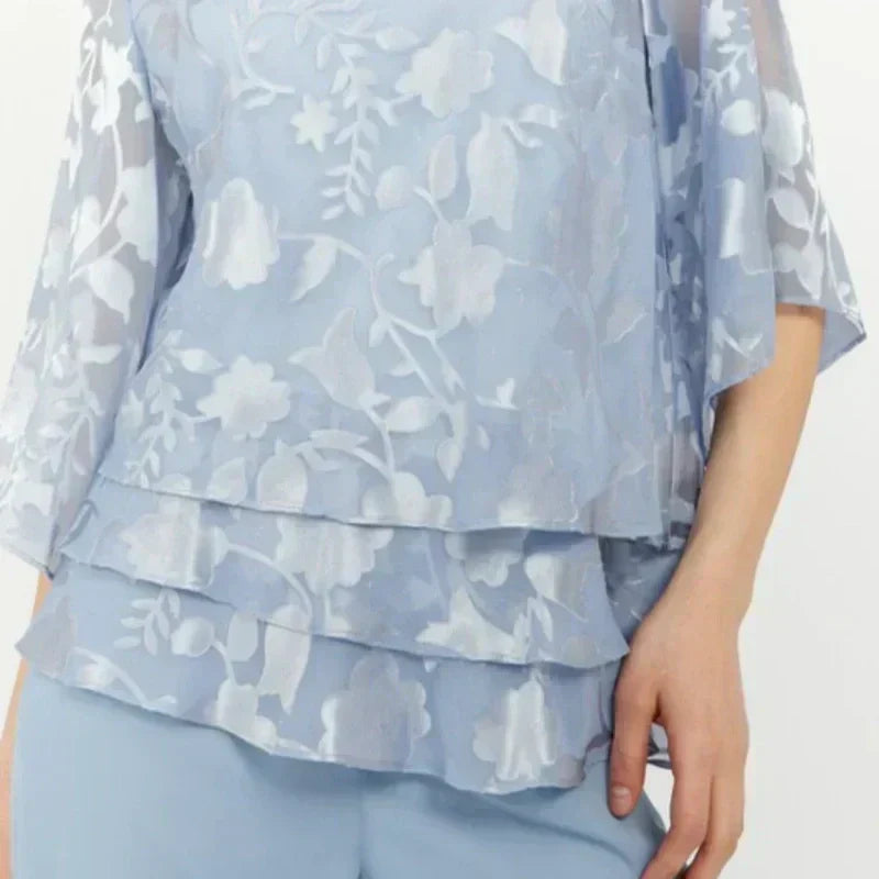 Eleganckie damskie topy z wiązaniem i szerokie spodnie w komplecie