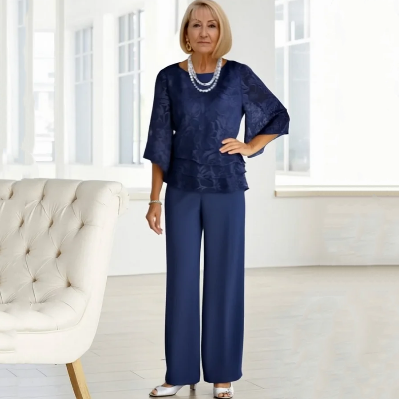 Eleganckie damskie topy z wiązaniem i szerokie spodnie w komplecie