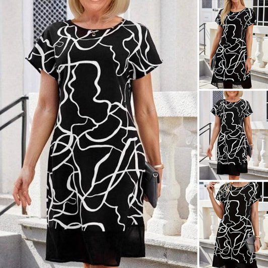 🎁🌸Sukienka z krótkim rękawem i okrągłym dekoltem