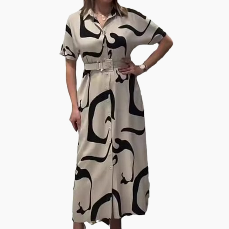 Sukienka damska z krótkim rękawem i nadrukiem