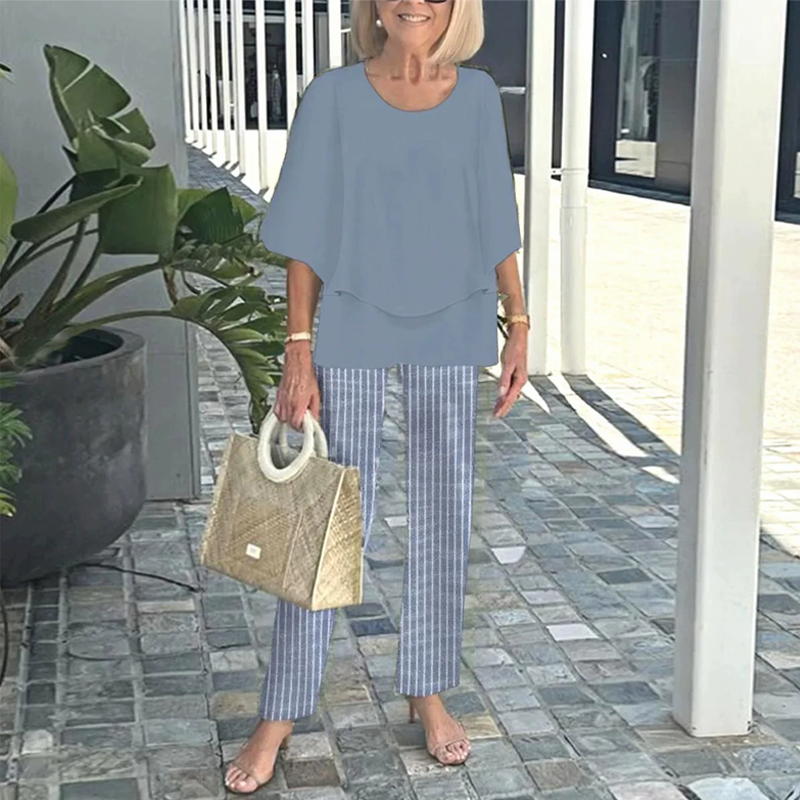 💐Zestaw spodni z nadrukiem i topu z okrągłym dekoltem