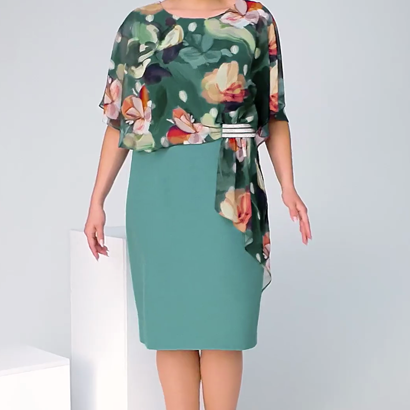 🌸 Eleganckie sukienki damskie z okrągłym dekoltem w kwiaty