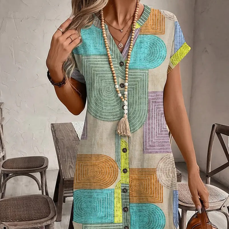 🌺【S-2XL】Kolorowa sukienka z nadrukiem