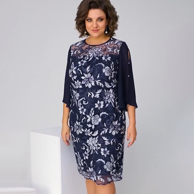 ✨Damska sukienka midi z siateczki z nadrukiem kwiatowym