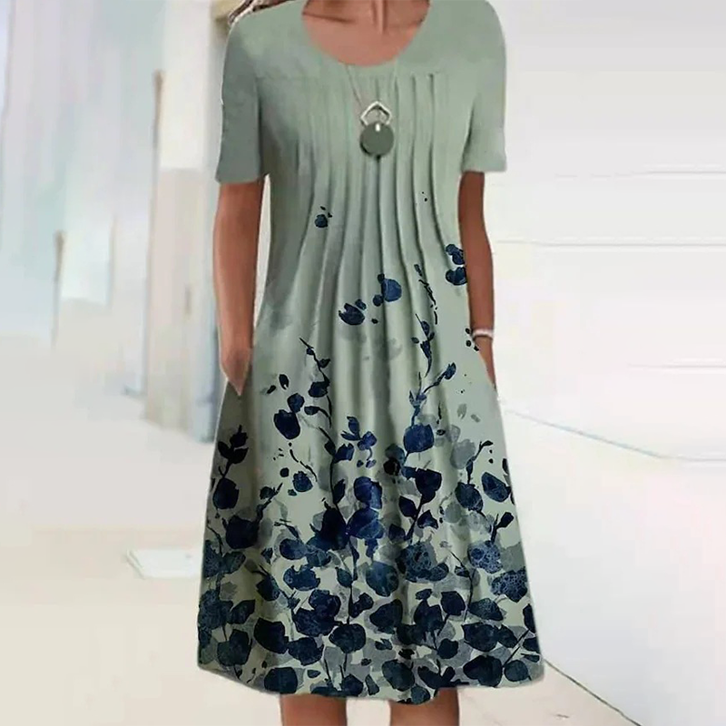 【S-3XL】👗Sukienka w kwiaty z okrągłym dekoltem