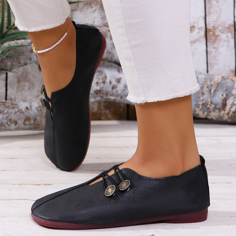 Damskie płaskie buty skórzane z miękkiej skóry