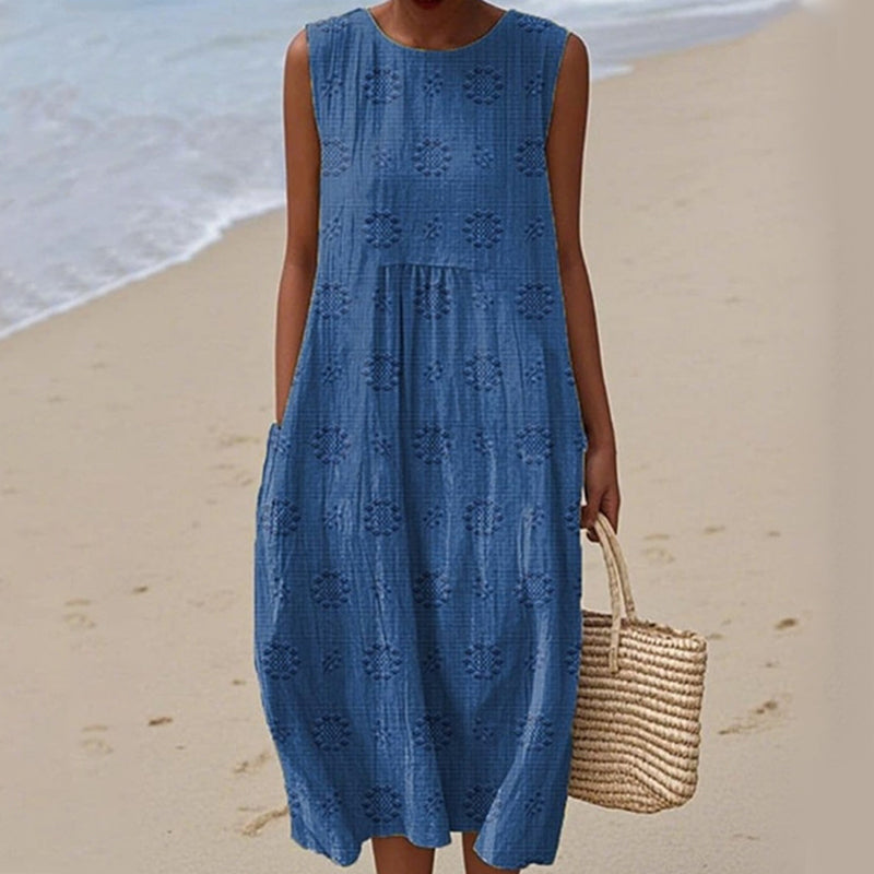 Damska sukienka bez rękawów na co dzień