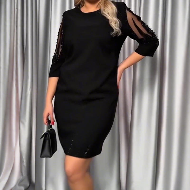 ✨Sukienka z rękawem trzy czwarte i koronką z kryształkami