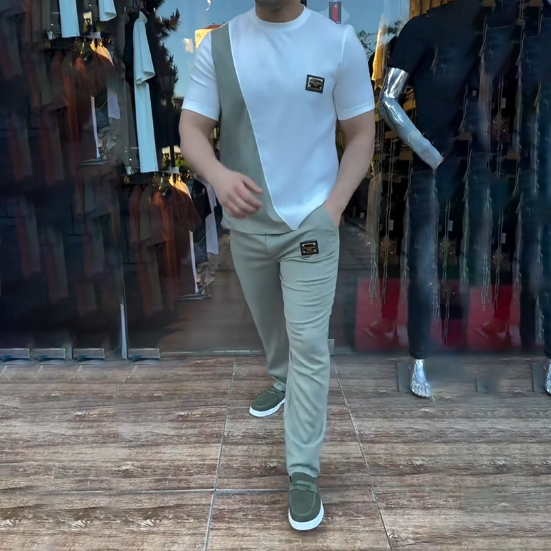 🔥 Trendy tego lata! 💁‍♀️ Męski zestaw składający się z topu i spodni na co dzień