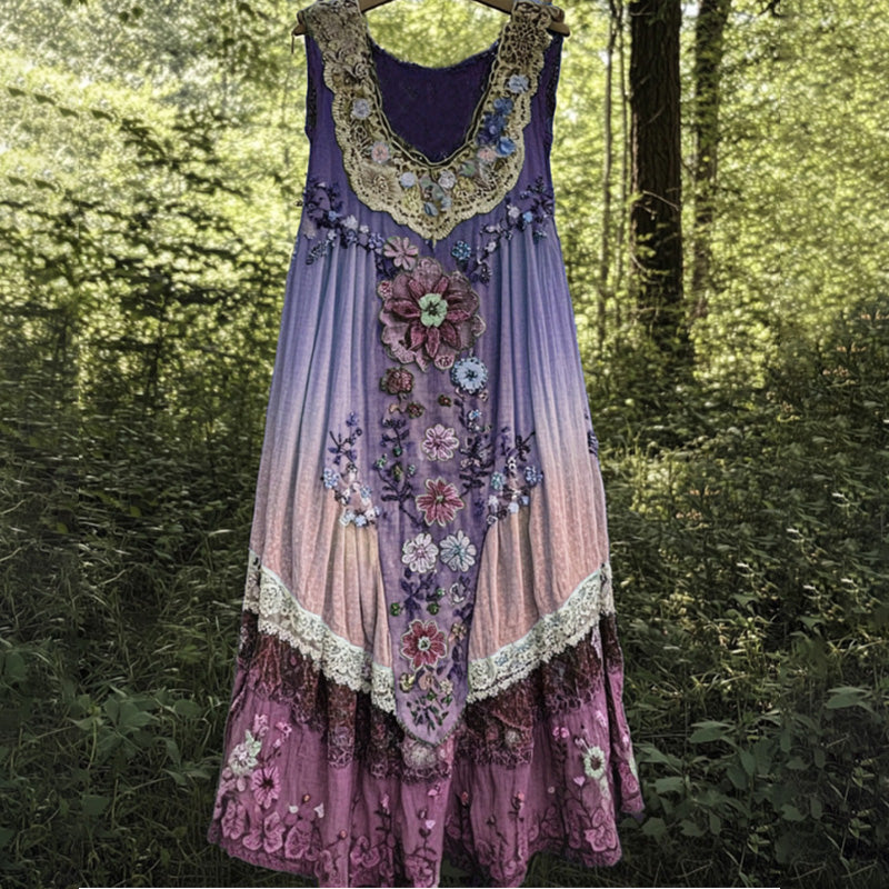 Sukienka midi drukowana w 3D z dekoltem w kształcie litery U i bez rękawów